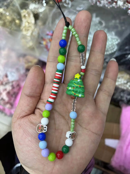 Whimsical Christmas Phone Chain Charm 🎄 Cute Wrist Strap Lanyard For IPhone