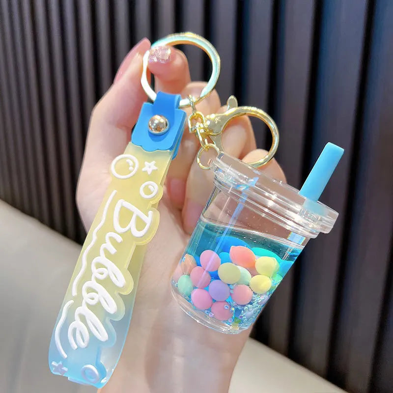 🐱✨Adorable Kitty Tea Cup Liquid Keychain 🌈💖 Floating Quicksand Joy! Perfect Pendant for Girls & Backpacks! 🎒🌟