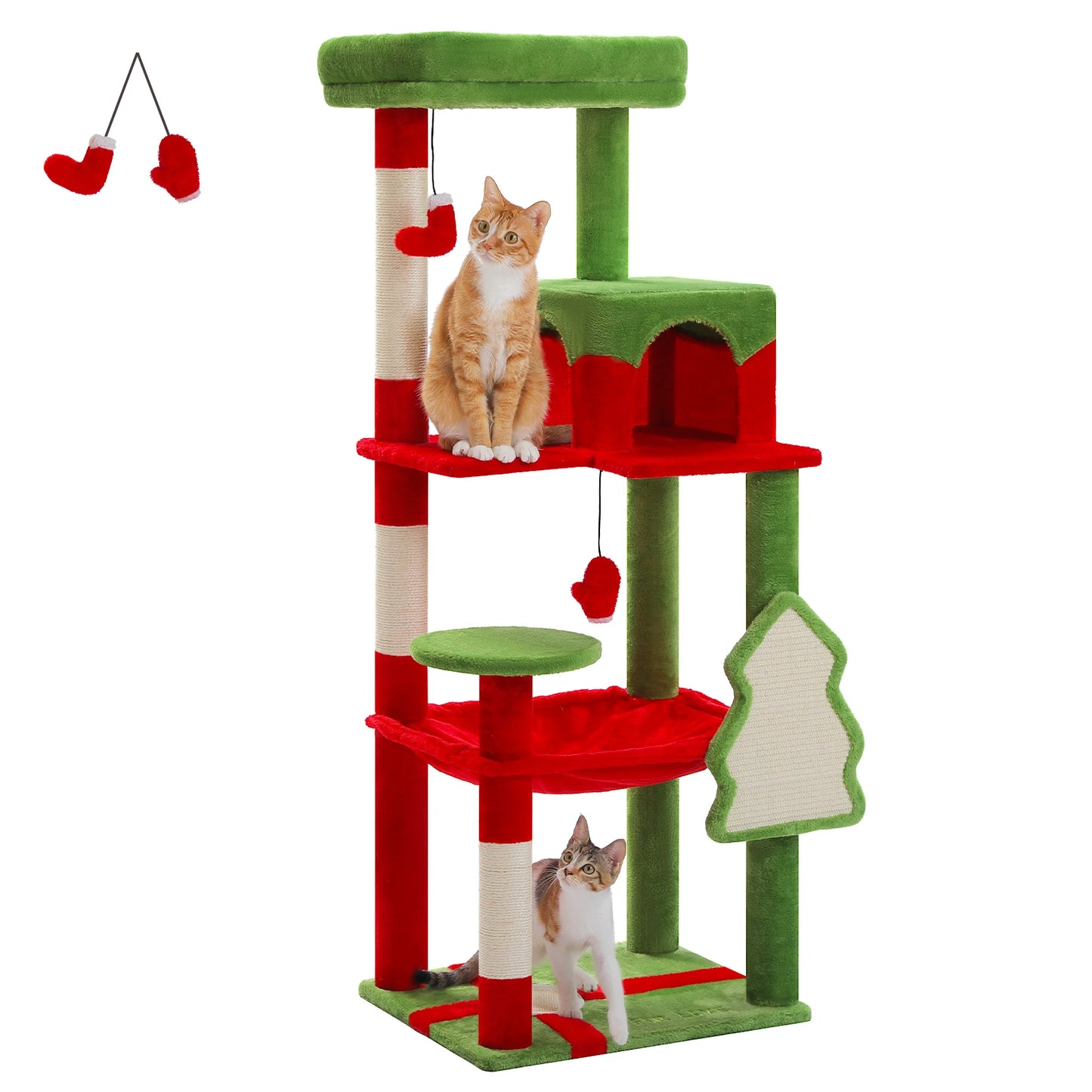 Whimsical Cat Tree Tower With Sisal Posts, Cozy Condo And Hammock 🐾🎄