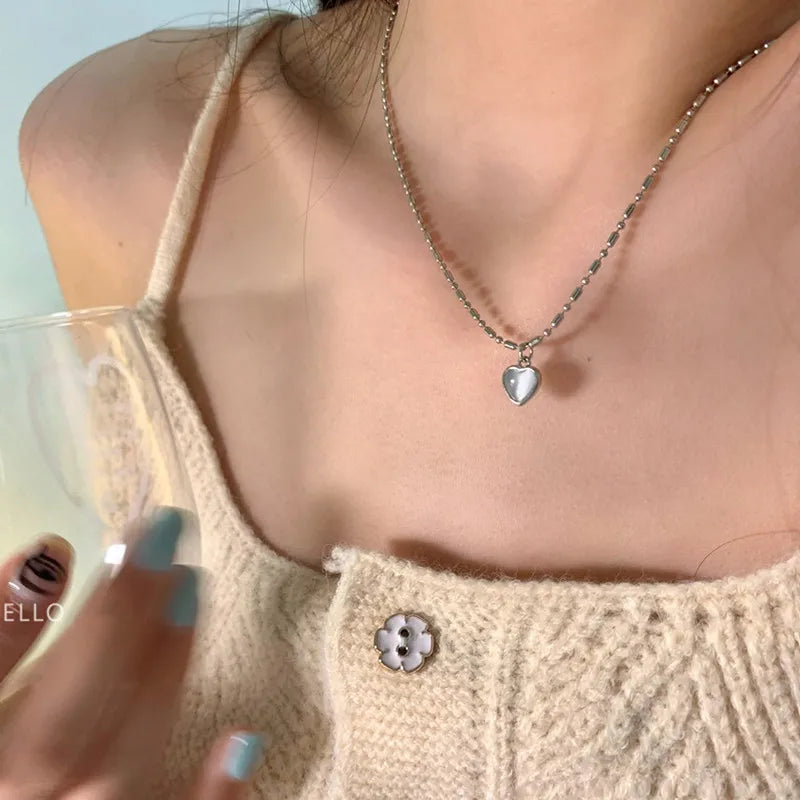 ✨ Kawaii Starry Zircon Pendant Necklace 🌟 | Cute Beaded Chain for Y2K Girls | Trendy Hip Hop Aesthetic Jewelry 🎀 | Perfect Gift for Moms & Besties! 💖