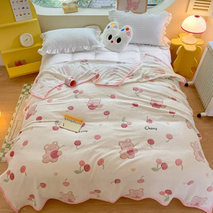 Snuggle Up with Adorable Bear Friends 🐻💖 Cozy Fleece Blanket for Travel & Home! - Pixie Quill