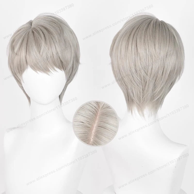 Kawaii Love & Deepspace Cosplay Wig 🌌✨ - 30cm Short Curly Hair, Heat Resistant Anime Wig for Halloween & Parties 🎉
