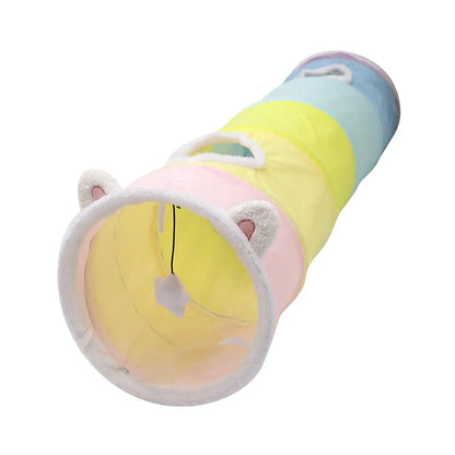 🌈 Rainbow Cat Tunnel Play Tube 🐾 47.2" Fun for Kittens & Small Pets! 🐇✨