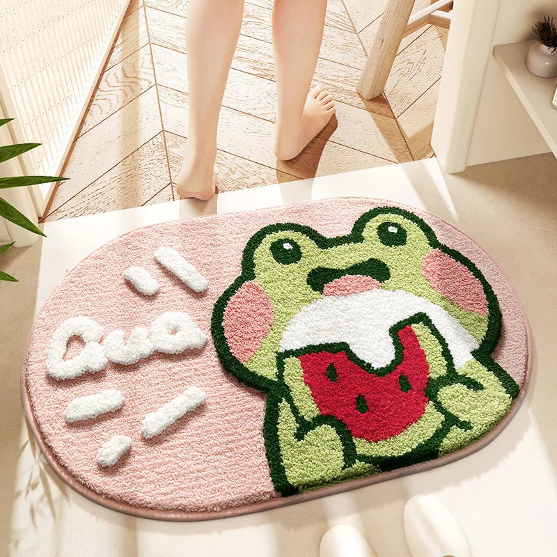 Kawaii Pink Frog Bath Mat 🐸✨ | Waterproof & Non-Slip Cartoon Carpet for Your Bathroom 🚿💕