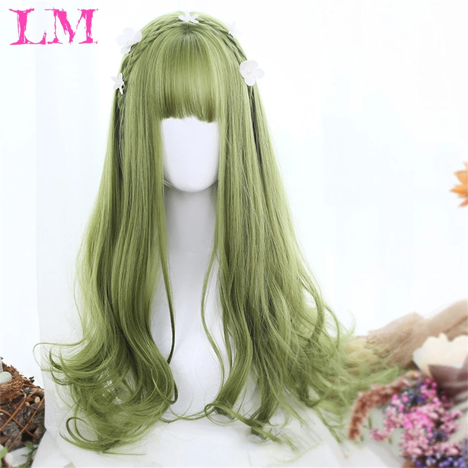 Kawaii Ombre Green Wavy Wig 🌟✨ | Heat-Resistant Fiber for Cosplay & Daily Style 💚🎀