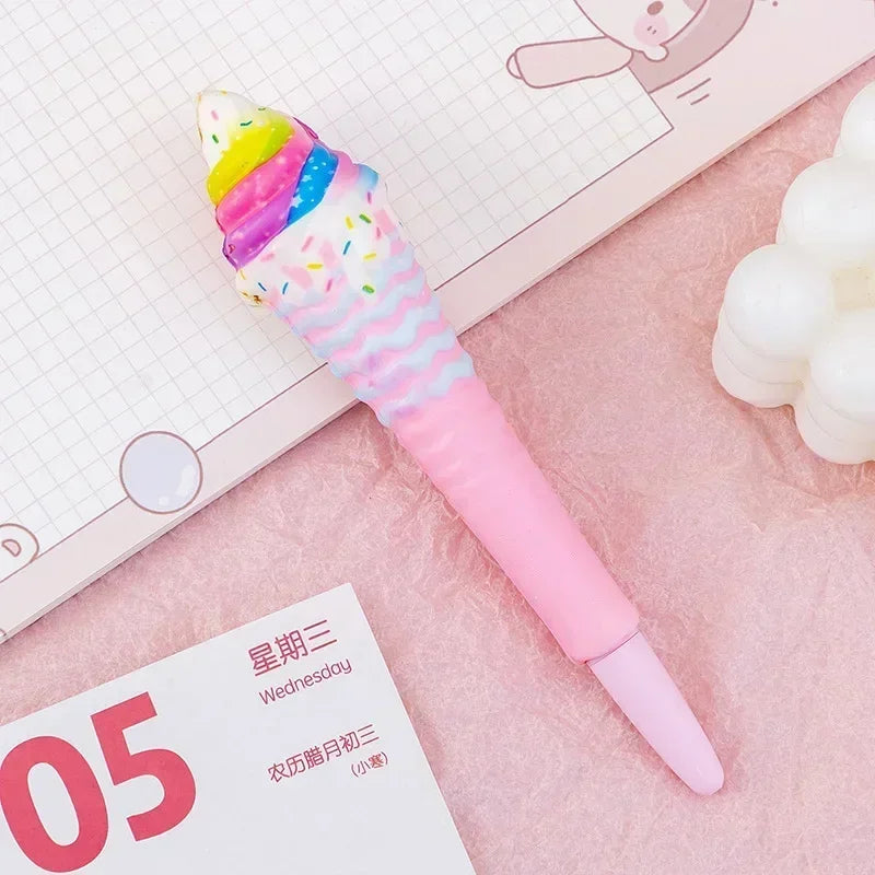 Kawaii 1Pc Adorable Cartoon Fruit Animal Gel Pen 🍓🐻 Soft & Squishy Decompression Stationery for Kids 🎉 0.5mm Fun Writing Tool