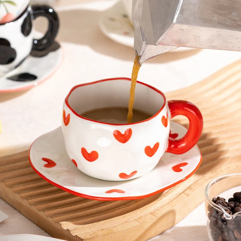 Whimsical Flower Heart Ceramic Mug 🌼💖 - Adorable Irregular Cup for Coffee, Tea & Juice! Perfect Gift for Kids & Girls!