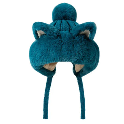 Cute Winter Fox Ear Knitted Hat 🦊❄️ - Adorable Plush Bonnets for Women to Keep Warm and Stylish!