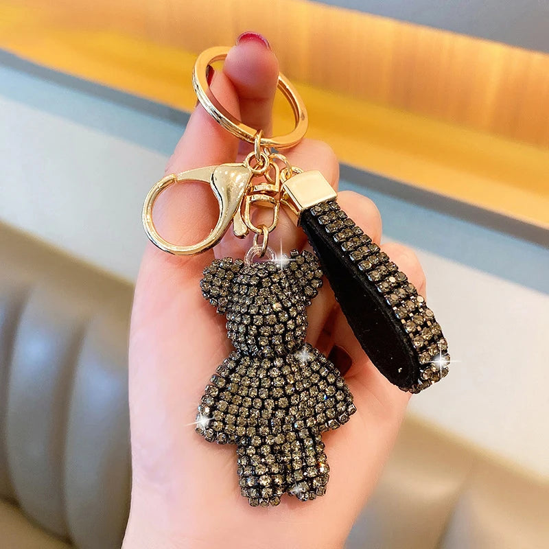 Diamond Bear Car Keychain Cute Handmade Luxury Rhinestone Bag Pendant 🧸💎✨