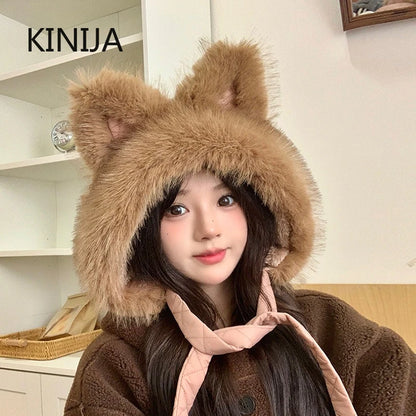 Cozy Winter Beanie For Women Spicy Girl Style Cat Balaclava Hat ❄️🐱 Warmth