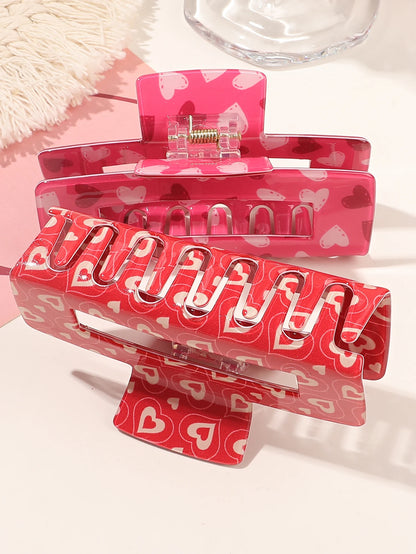 Kawaii Valentine's Day Red Heart Hair Clips 💖 | Cute Acetate Claw Clips for Women & Girls 🎀 | Strong Hold & Festive Style!