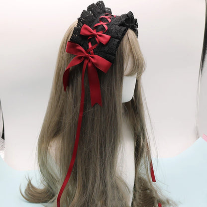 Pastel Bowknot Lace Flower Hair Band Cosplay Accessory Handmade Wholesale 🎀💖