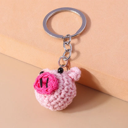 Playful Handmade Knitted Pig Dog Keyrings for Gifts 🐷🐶