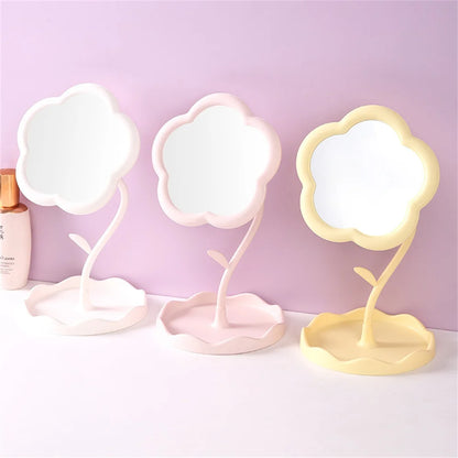🌻 Kawaii Sunflower Makeup Mirror - Adorable Desktop Beauty & Jewelry Holder for Girls 🌸