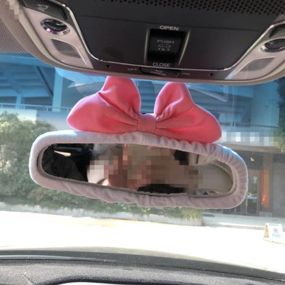 Kawaii Plushy Cartoon Rear View Mirror Cover 🌈✨ - Adorable Elastic Car Accessory for a Charming Ride! 🚗💕