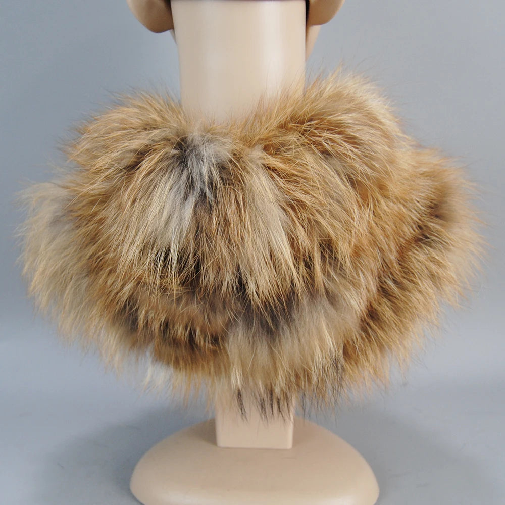 Luxurious Real Fox Fur Scarf For Women With Raccoon Fur Accents Winter Warmth Cute Cozy Headbands And Muffler 🦊❄️