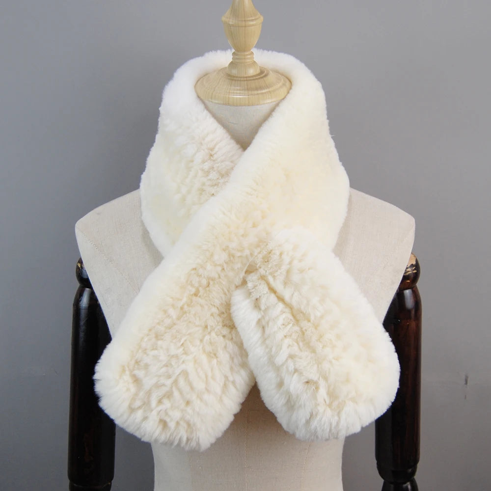 Lux Rex Rabbit Fur Scarf For Women Real Fur Warmth 🧣 Cozy Elegance ❄️
