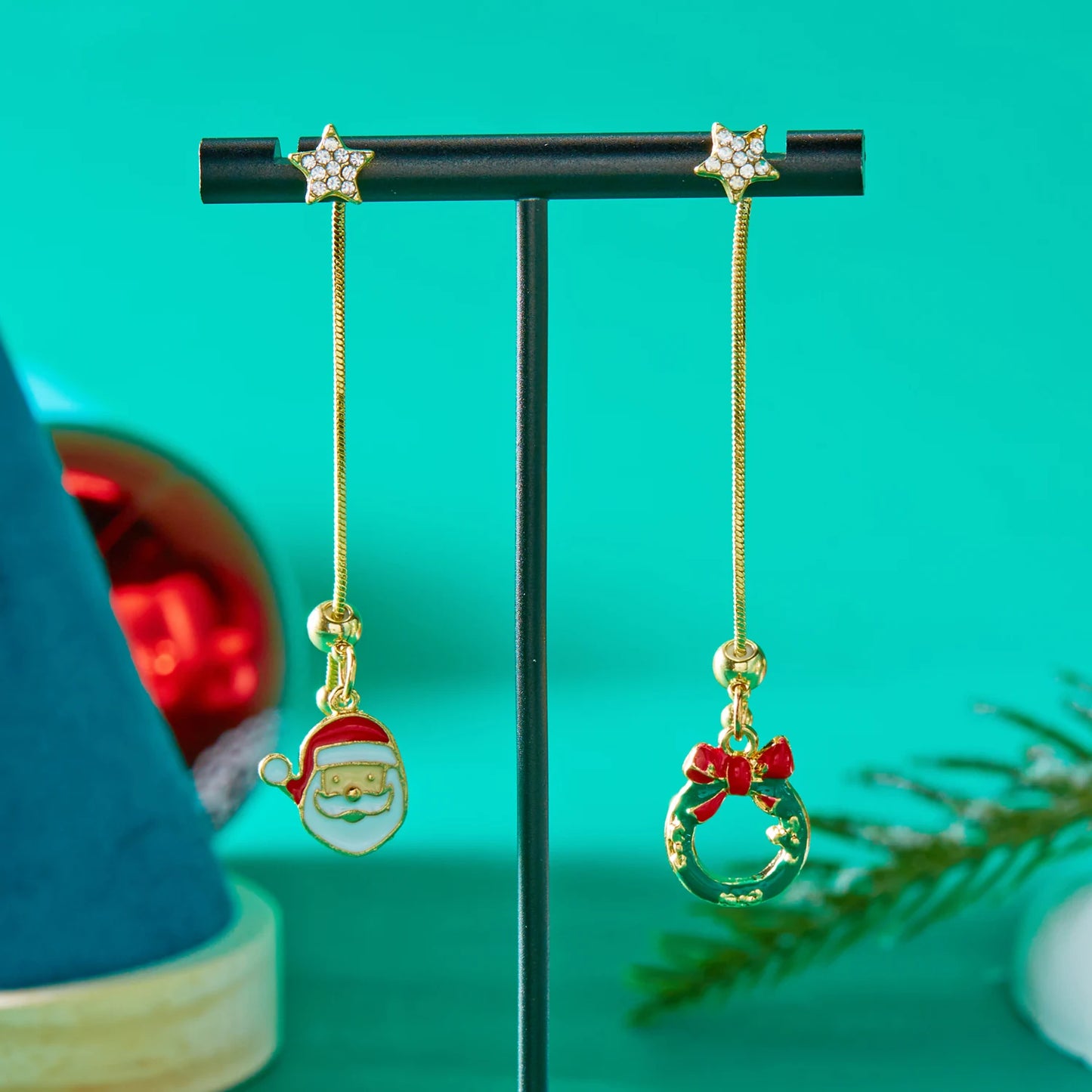 Moving Santa Tassel Drop Earrings For Women Christmas Charm Zircon Snowflake 🌟🎄