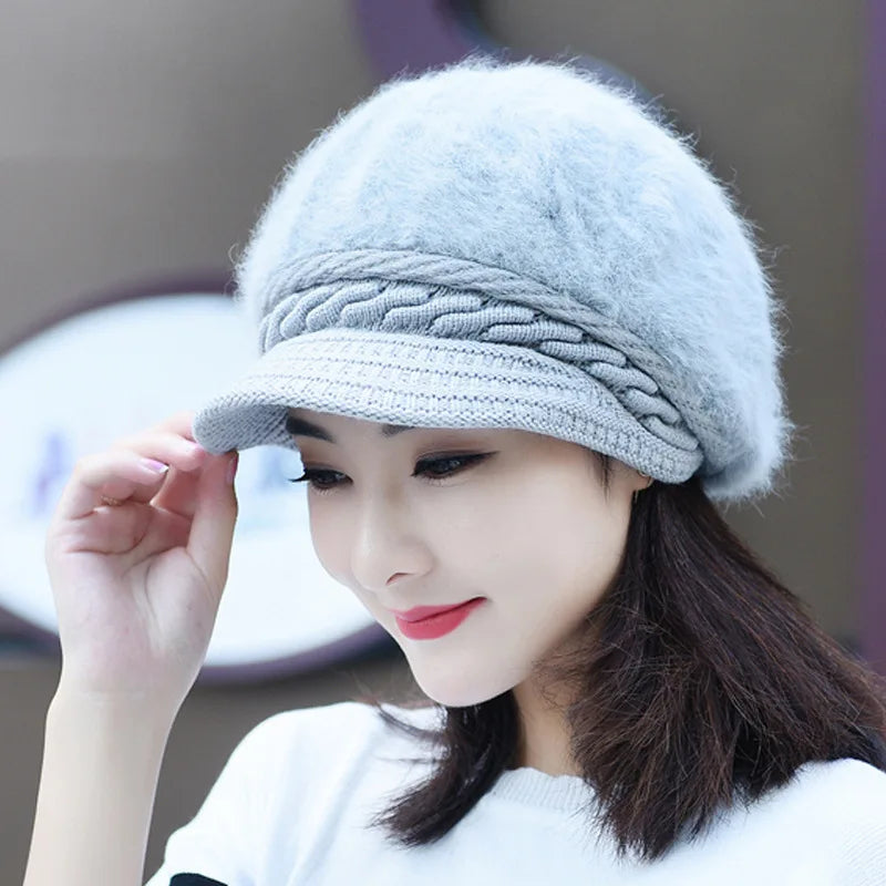 Cozy Korean Style Rabbit Hair Beanie For Women Warm Winter Knit Hat 🐰❄