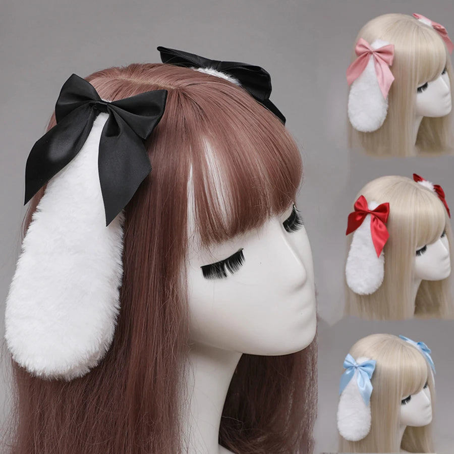 Lolita Bunny Ears Hairpin Cosplay Headwear For Women Anime Halloween 🐰🎀