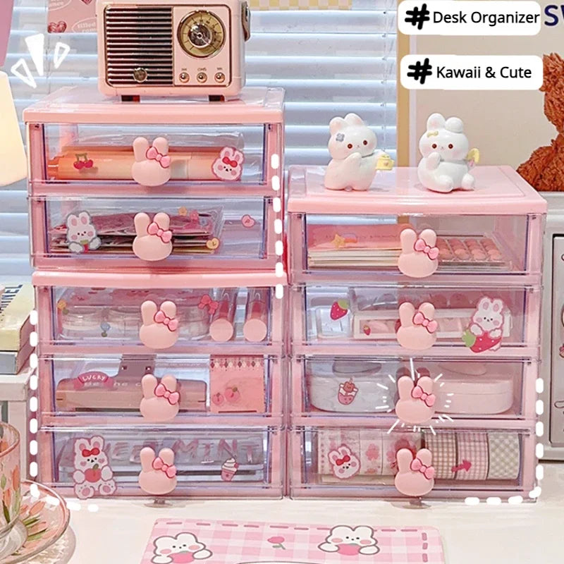 Kawaii Desktop Organizer 🌈✨ - Cute Drawer Box for Stationery & Hair Accessories 💖🖊️