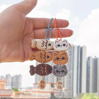 Handmade Cat Fish Keychain Crochet Doll Pendant Cute Bag Accessory 🐾🎀