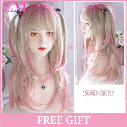 Kawaii Ombre Pink Wavy Wig 💖✨ | Heat Resistant Hair for Cosplay & Daily Fun! 🎀🌸