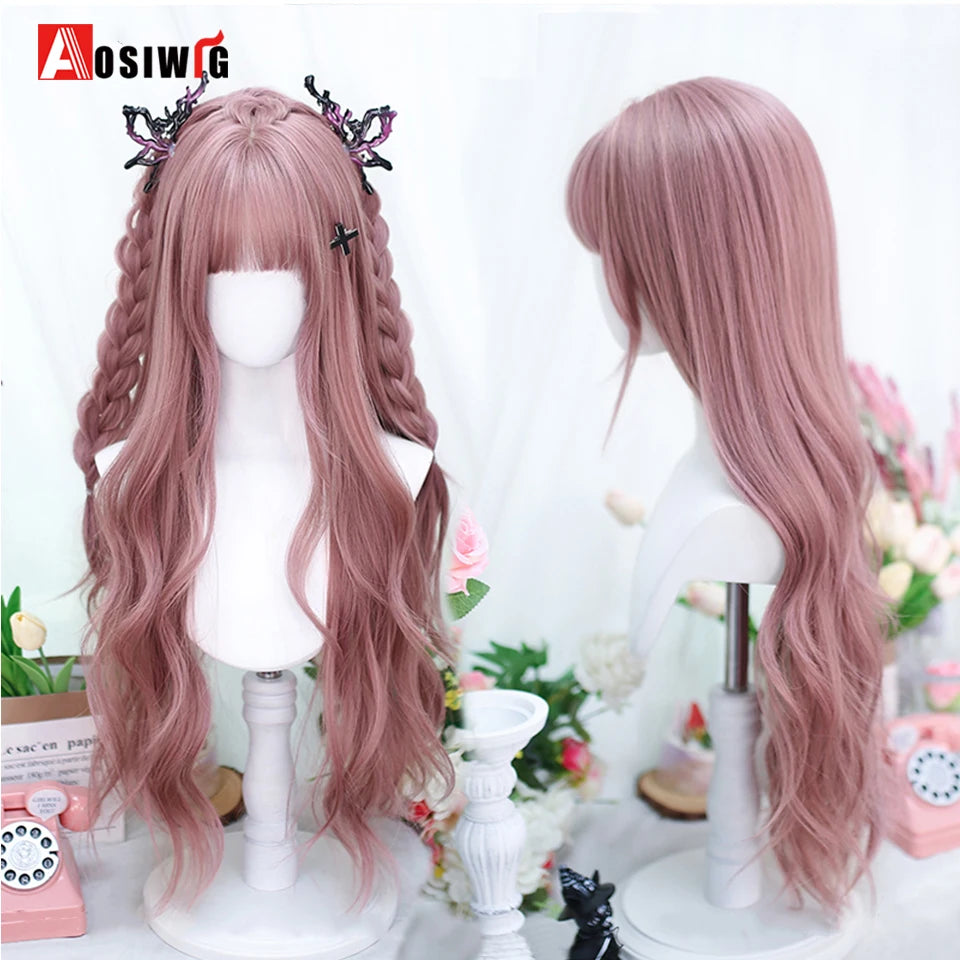 Cute Ombre Blonde & Black Double Ponytail Lolita Wig 🎀✨ - Kawaii Cosplay Hair with Bangs for Harajuku Style! 💖👸