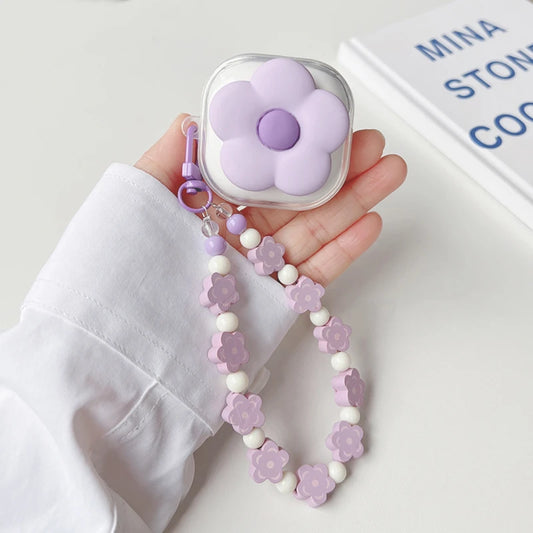 🌸 Adorable Purple Flower Earbud Case 🌼 Cute Bracelet Design for Samsung Galaxy Buds 2 Pro & Live ✨💜 - Pixie Quill