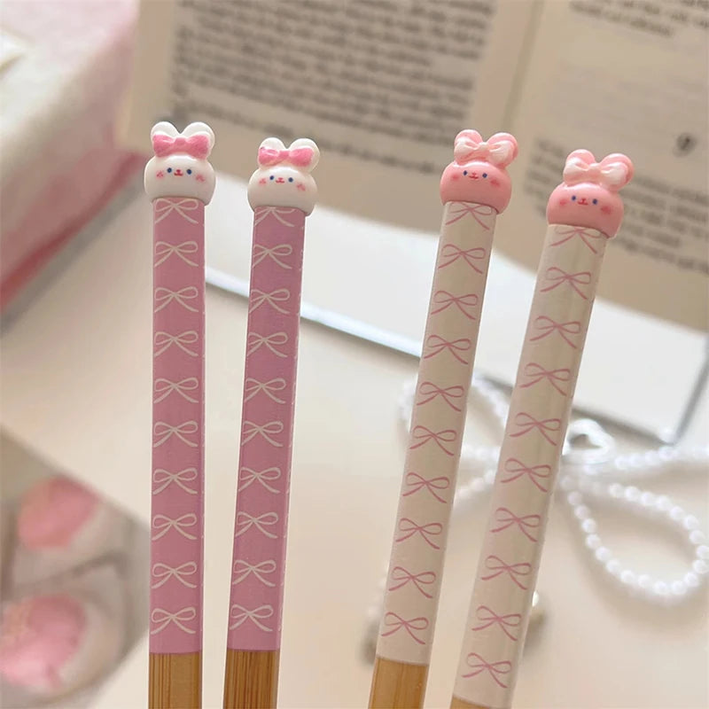 Bunny Love Chopsticks 🐇💕 - Whimsical Wooden Utensils for Sushi & Noodles - Fun for All Ages! 🍜🥢 - Pixie Quill