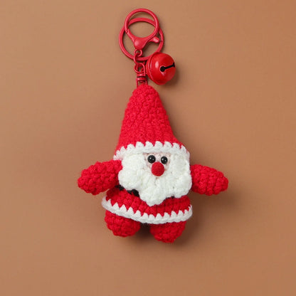 Whimsical Crochet Santa Keychain Plush Ornament Handmade Xmas Decor 🎄🧶