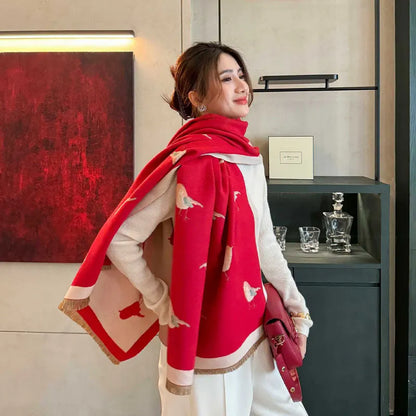 Cozy Animal Print Blanket Scarf Women Warm Pashmina Shawl Winter Wrap 🧣