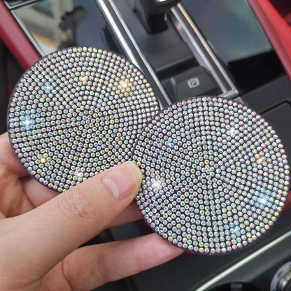 Adorable Blingy Rhinestone Car Cup Holder Coasters ✨💖 | 2pcs Non-Slip Silica Gel Mats for a Cute Automotive Touch!