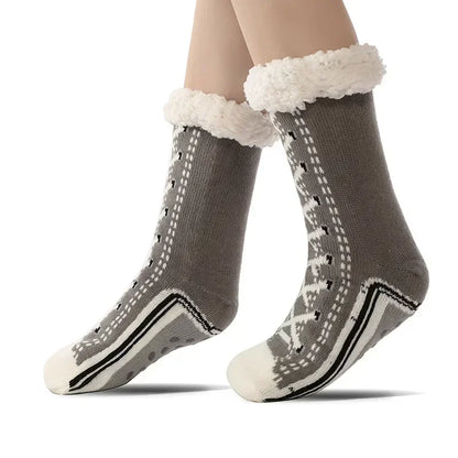 Fluffy Winter Socks For Women Warm Plush Non Slip Slipper Snowflake Gift ❄️🎁