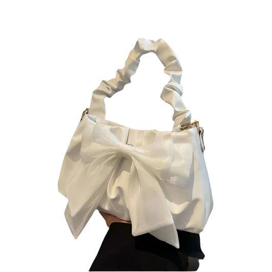 Kawaii Chic Bow Handbags for Women 🎀✨ - Trendy Soft PU Shoulder Bags in Black, White, Blue & Khaki! 👜💕