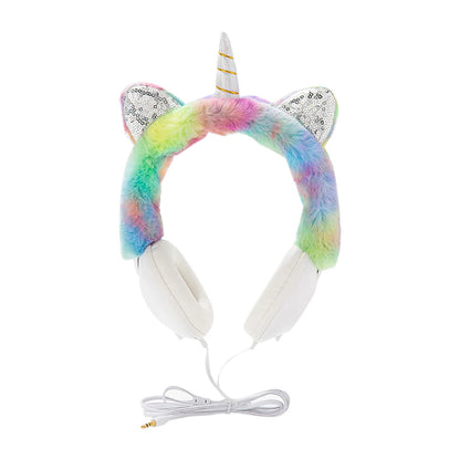 Kawaii Unicorn Ear Headphones 🦄🎧 - Adorable Over-Ear Wired Headset for Kids with 106dB Volume & 1.2m Cable! Perfect for Music, Gaming & Fun!