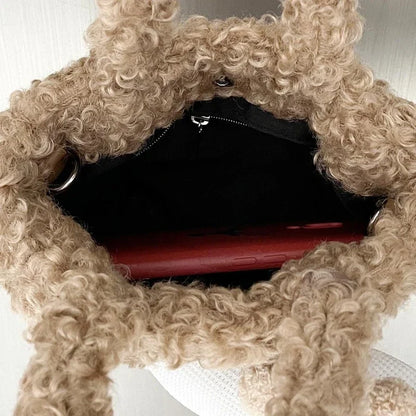 Kawaii Lamb Plush Crossbody Bag 🐑💖 | Adorable Casual Tote for Women | Cute Designer Handbag 👜✨
