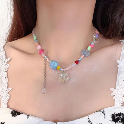 ✨Glimmering Candy Star Clavicle Chain Necklace 🌈 - Vibrant Y2K Charm for Your Dreamy Adventures! 🌟