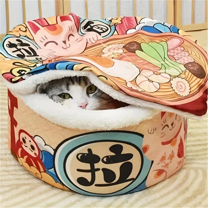 🐾 Cozy Noodle Cup Pet Bed 🐶🐱 Super Large Warm Nest for Furry Friends! 🍜✨