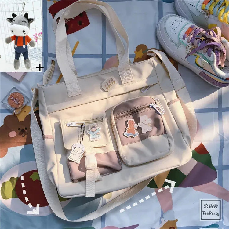 Kawaii Nylon Waterproof Satchel 👜✨ | Adorable Japanese Crossbody Messenger Bag for Students & Girls 🎒💖