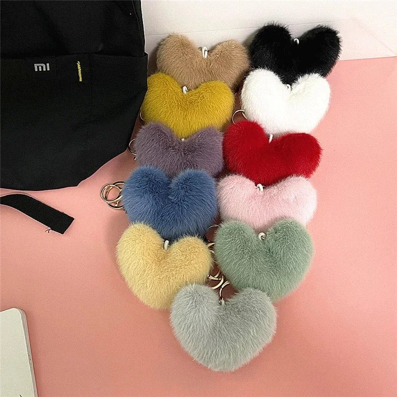 Kawaii Heart Pompom Keychain 🎀✨ | Adorable Plush Ball Accessories for Bags & Cars ❤️🎉 | Perfect Valentine Gifts for Couples 💖🥰