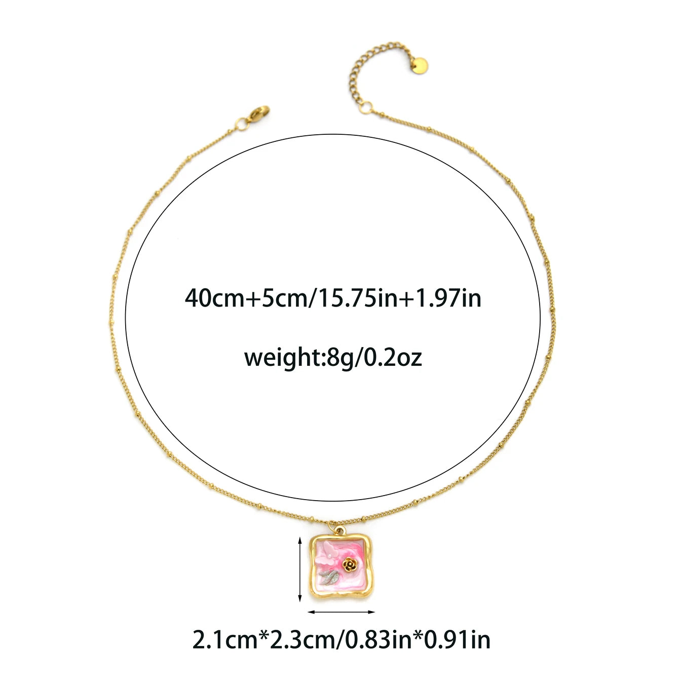 Women's Stainless Steel Gold Necklace With Pearl Zircon Flower Pendant Dripping Enamel Art Jewelry 💖🌸