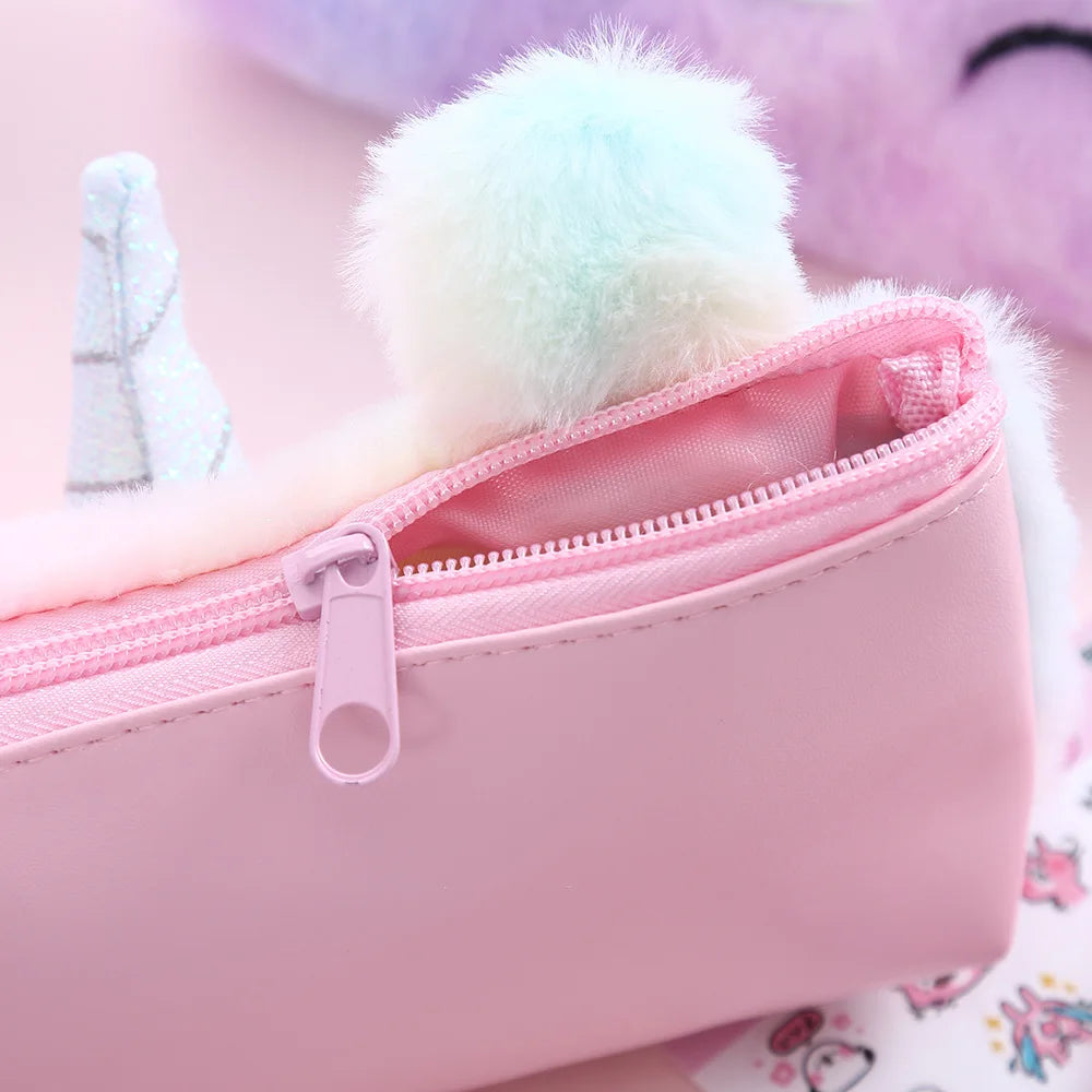 Kawaii Plush Unicorn Pencil Case - Magical School Essential 🦄✨