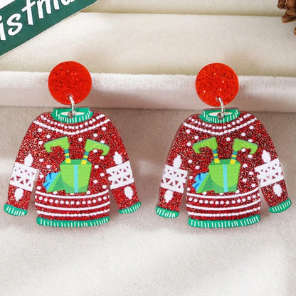Cute Christmas Drop Earrings For Women With Glitter Acrylic Dangles 🎄✨ Gift