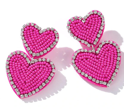 Kawaii Heart Dangle Earrings 💖✨ | Vintage Beaded Jewelry Gifts for Lovebirds 🌟💕