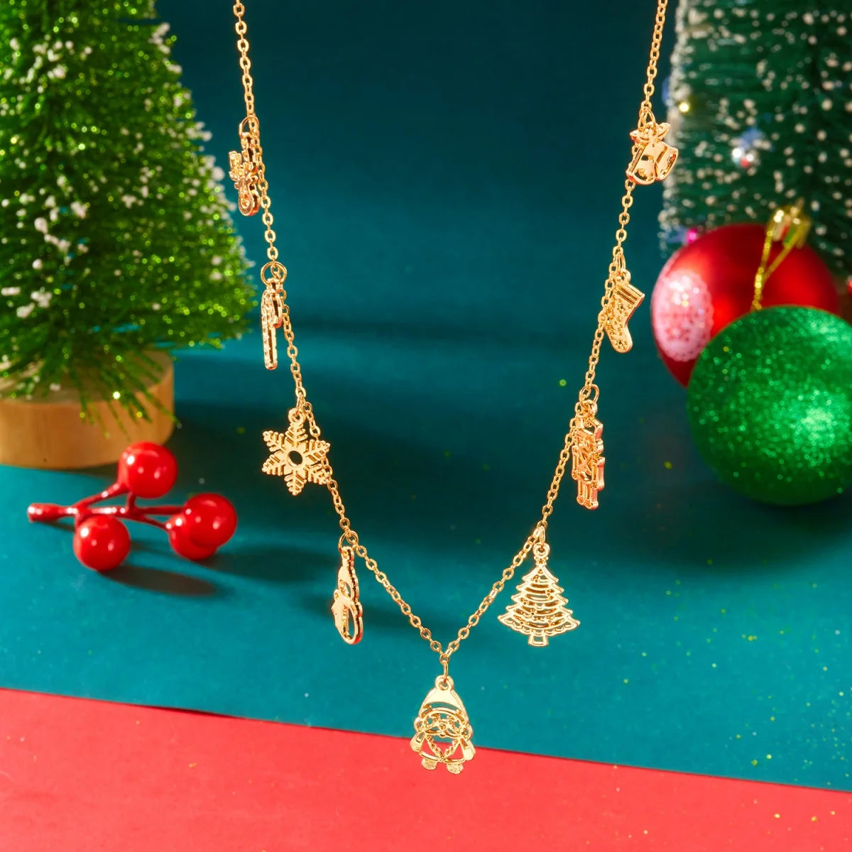 Whimsical Santa Snowman Necklace Pendant 🎄 Snowflake Candy Cane Charm Unisex