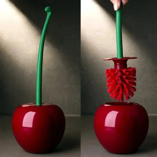 Cherry Shape Toilet Brush With Holder Set Lovely Red Lavatory Bath Accessories 🍒