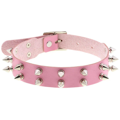 Pink Lace Leather Choker With Heart Pendant, Punk Gothic Style ✨💗