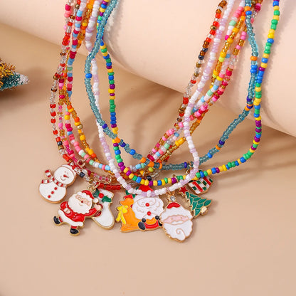 Whimsical Christmas Necklaces Set For Women And Girls Santa Snowman Charms 🎄🎅⛄