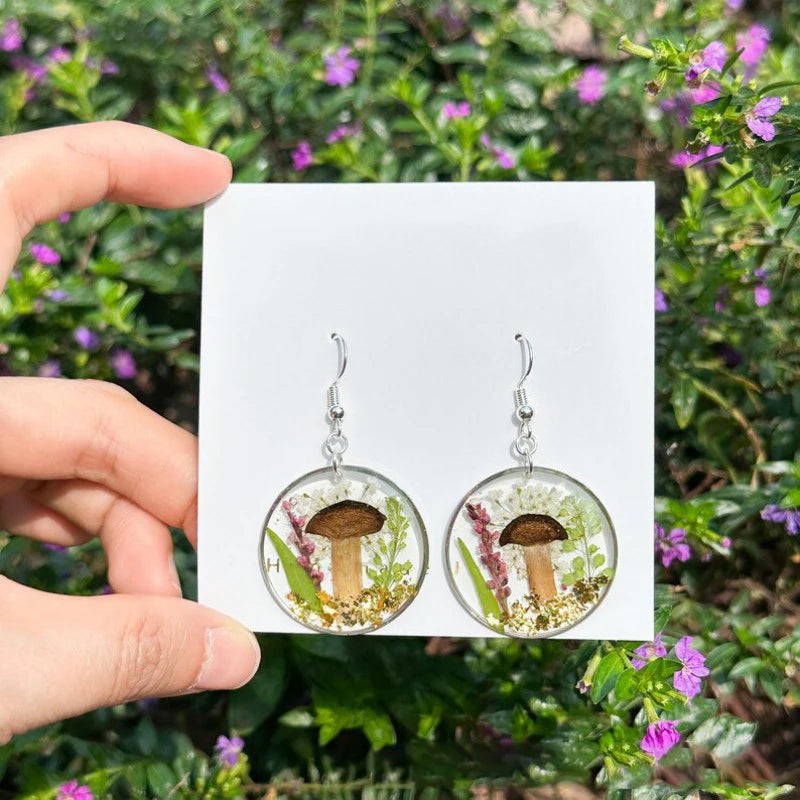 Pastel Pressed Flower Resin Drops Earrings 🌸 Elegant Geometric Jewelry For Women